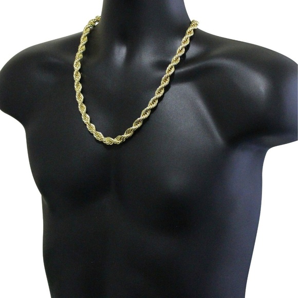Mens 24" New 14k Gold Plated 10m Thick Rope Chain - Picture 3 of 8